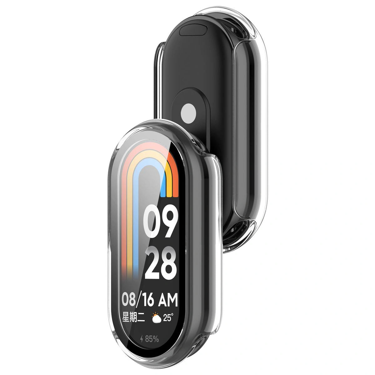 Schutzhülle mit Glas für Xiaomi Smart Band 10, Bizon Case Watch Adamo, Transparent