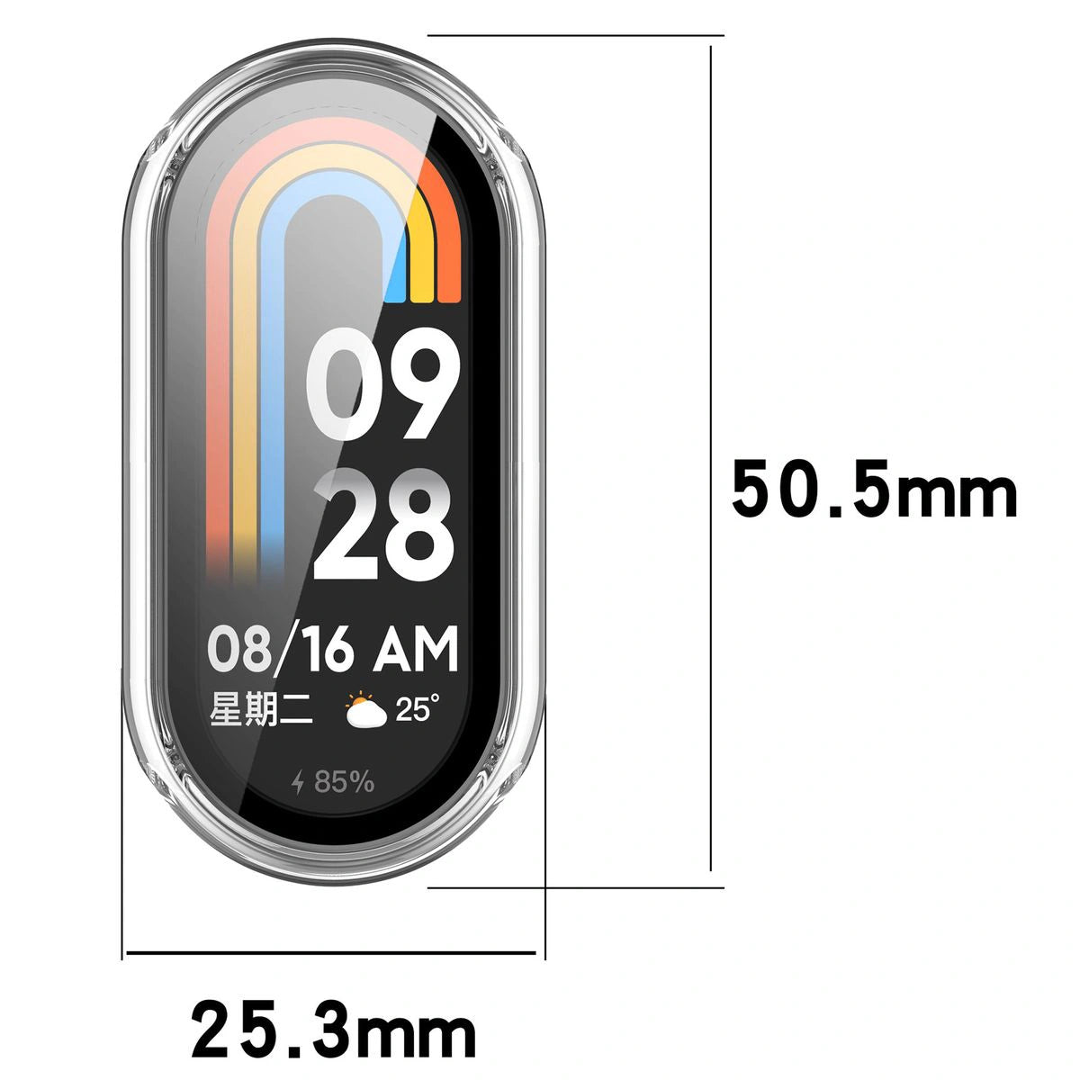 Schutzhülle mit Glas für Xiaomi Smart Band 10, Bizon Case Watch Adamo, Transparent