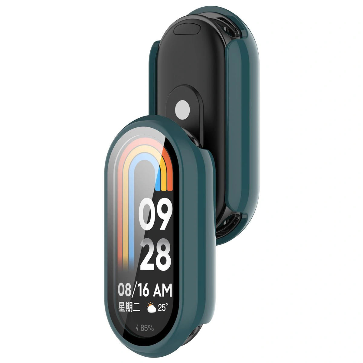 Schutzhülle mit Glas für Xiaomi Smart Band 10, Bizon Case Watch Adamo, Dunkelgrün