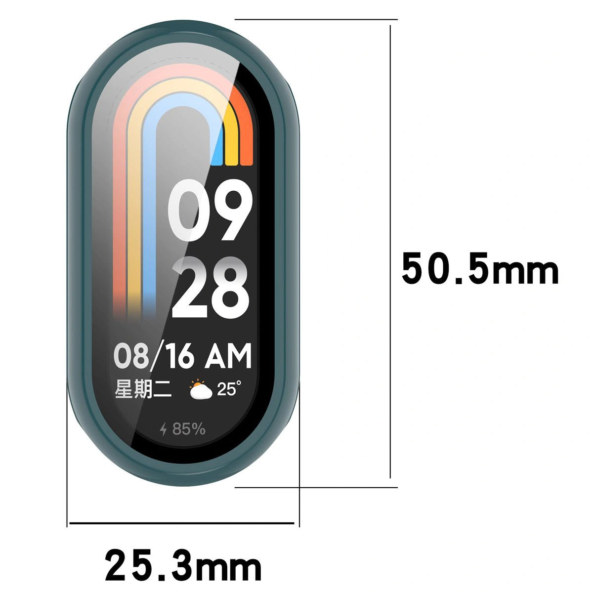 Schutzhülle mit Glas für Xiaomi Smart Band 10, Bizon Case Watch Adamo, Dunkelgrün