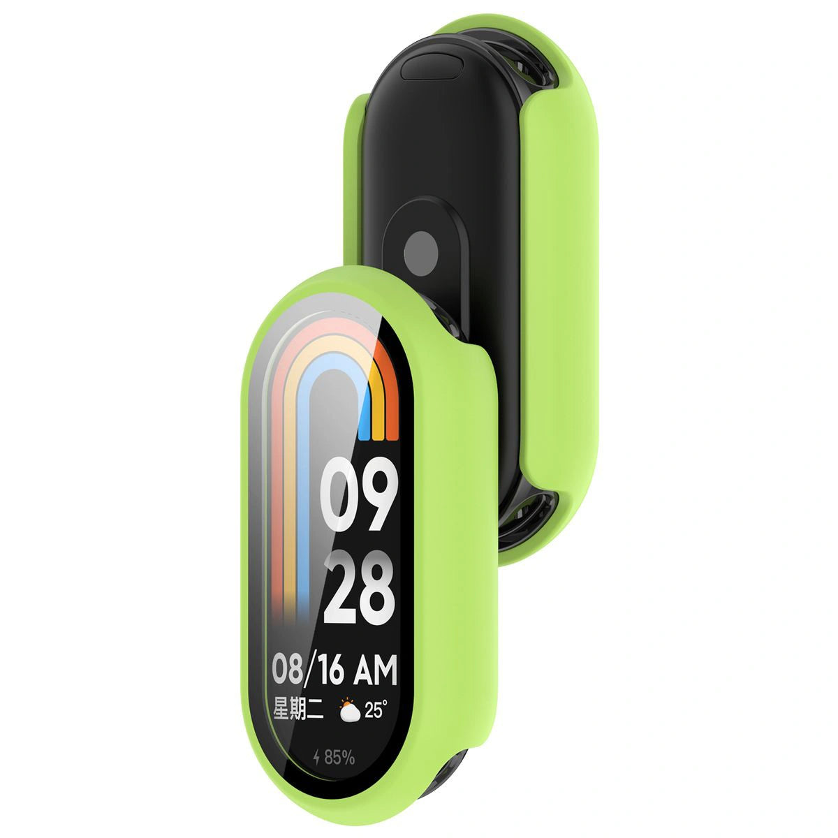 Schutzhülle mit Glas für Xiaomi Smart Band 10, Bizon Case Watch Adamo, Hellgrün