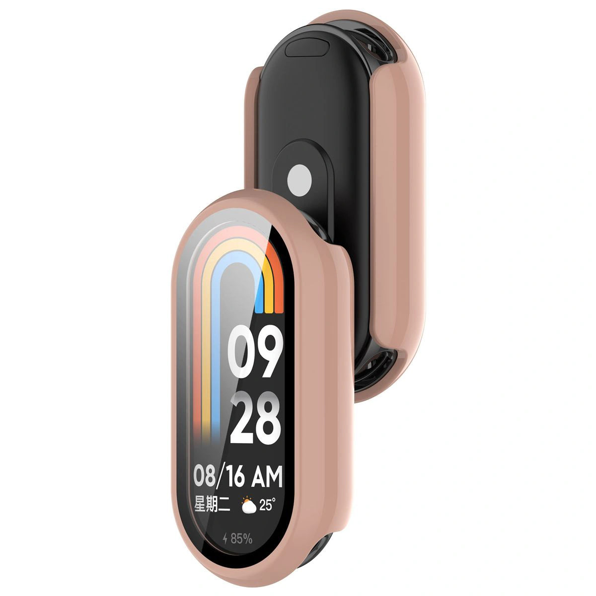 Schutzhülle mit Glas für Xiaomi Smart Band 10, Bizon Case Watch Adamo, Rosa