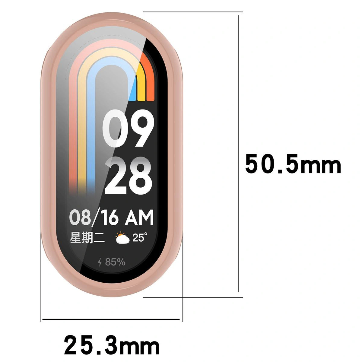 Schutzhülle mit Glas für Xiaomi Smart Band 10, Bizon Case Watch Adamo, Rosa