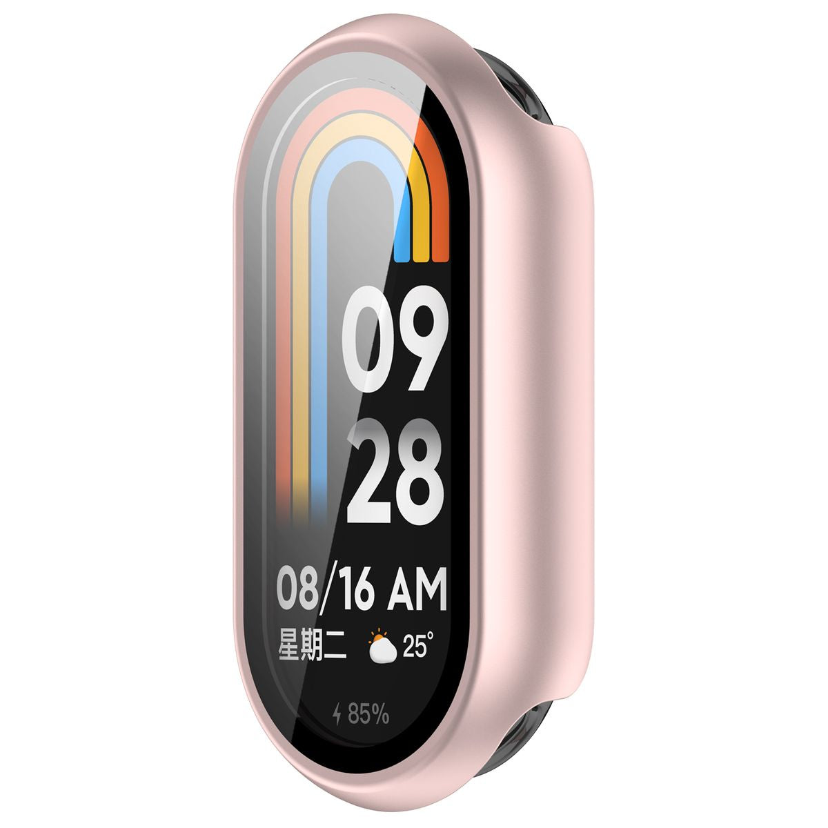 Schutzhülle mit Glas für Xiaomi Smart Band 10, Bizon Case Watch Adamo, Hellrosa