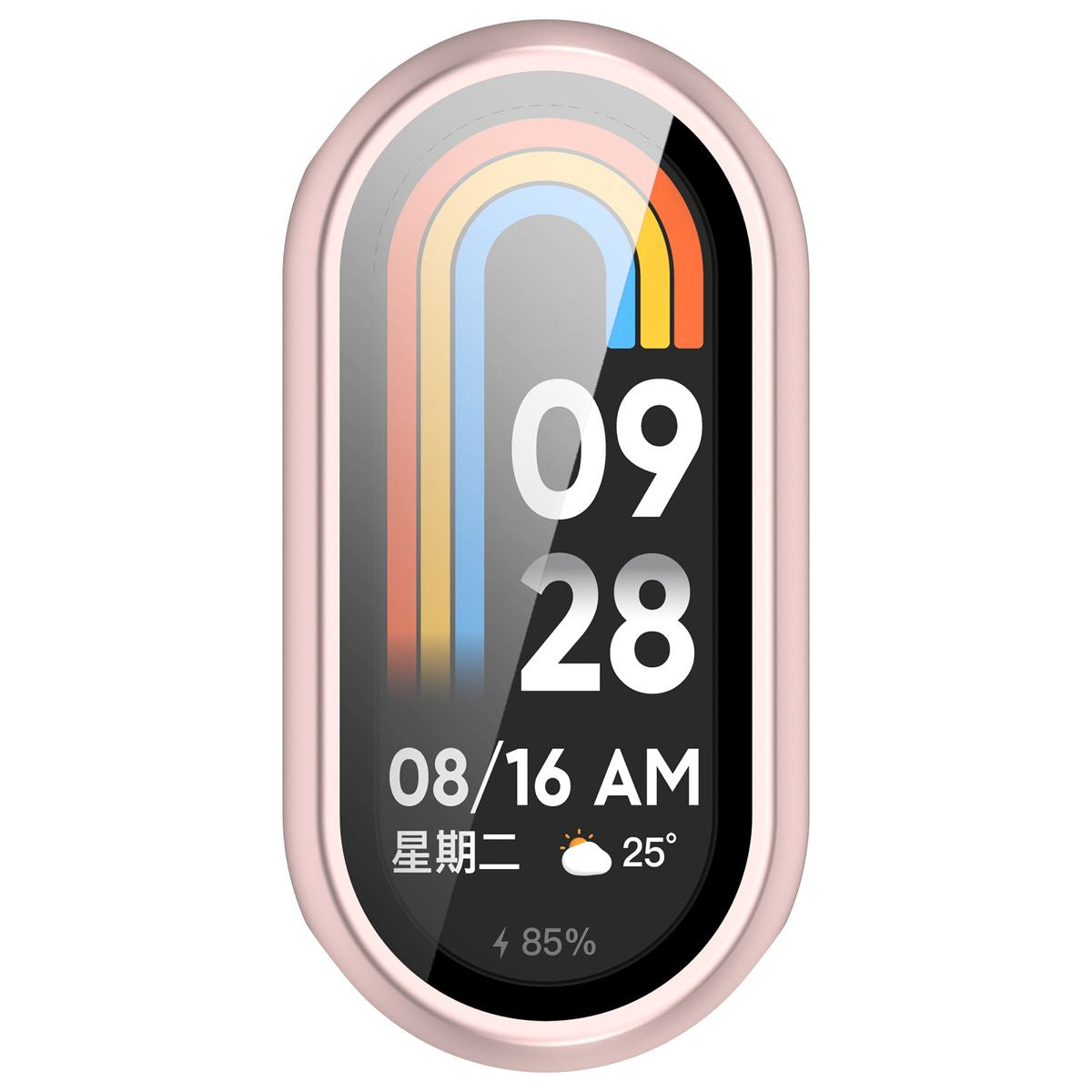 Schutzhülle mit Glas für Xiaomi Smart Band 10, Bizon Case Watch Adamo, Hellrosa