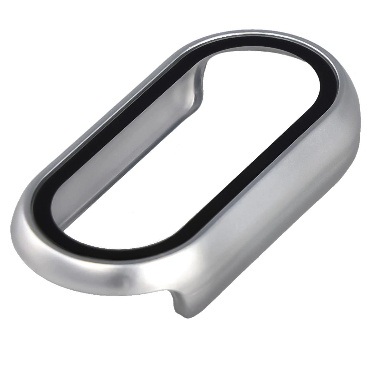 Schutzhülle mit Glas für Xiaomi Smart Band 10, Bizon Case Watch Adamo, Silbern