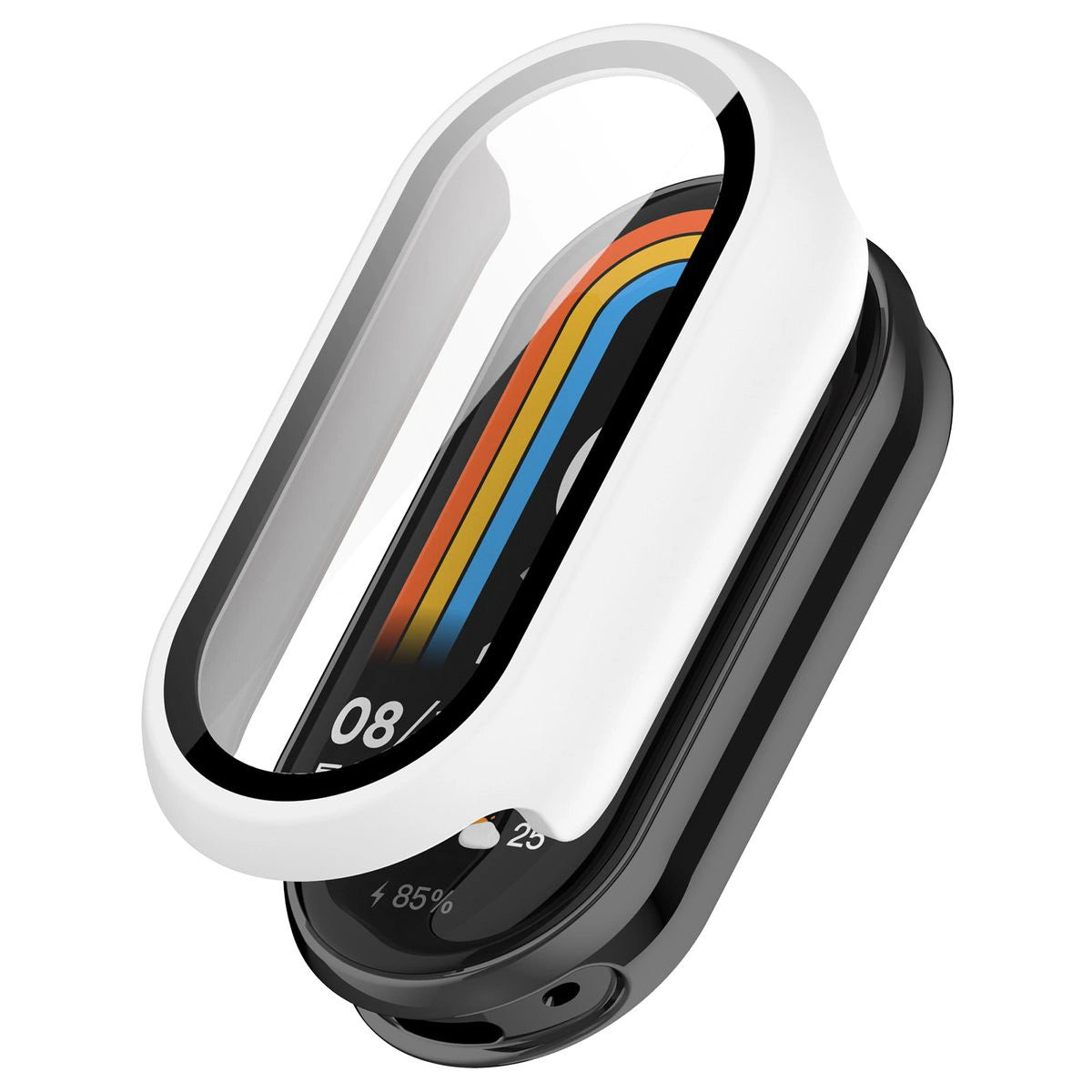 Schutzhülle mit Glas für Xiaomi Smart Band 10, Bizon Case Watch Adamo, Weiß