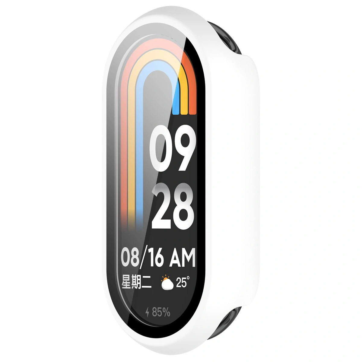 Schutzhülle mit Glas für Xiaomi Smart Band 10, Bizon Case Watch Adamo, Weiß