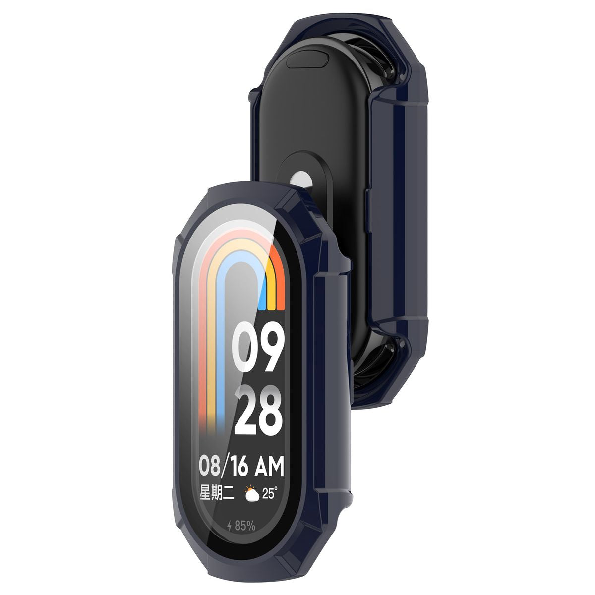 Schutzhülle mit Glas für Xiaomi Smart Band 9, Bizon Case Watch Adamo, Blau