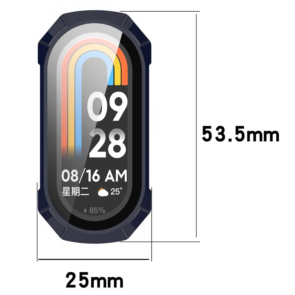Schutzhülle mit Glas für Xiaomi Smart Band 9, Bizon Case Watch Adamo, Blau