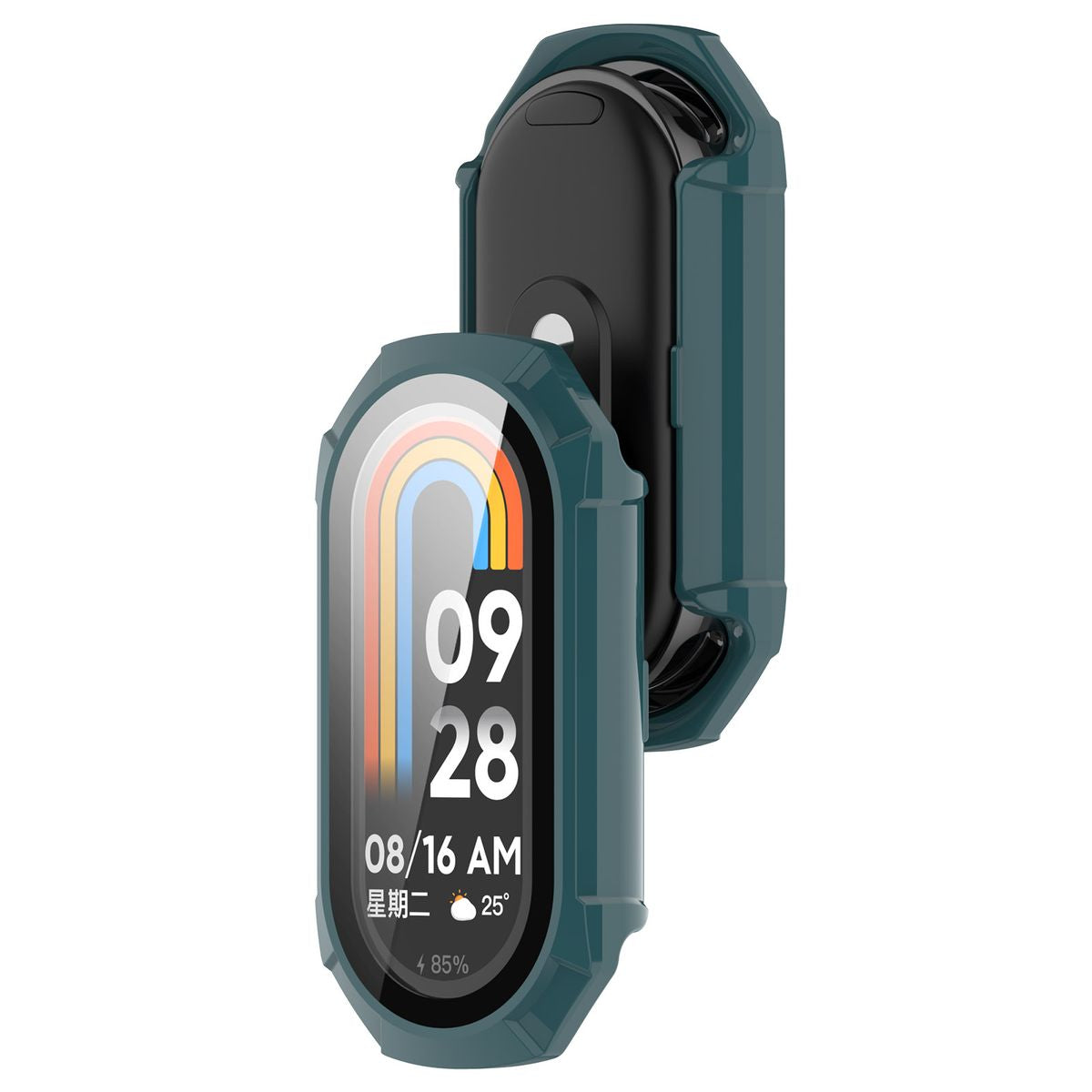 Schutzhülle mit Glas für Xiaomi Smart Band 9, Bizon Case Watch Adamo, Grün