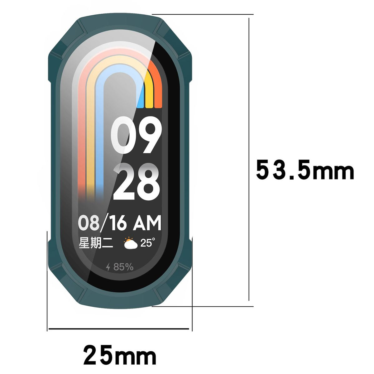 Schutzhülle mit Glas für Xiaomi Smart Band 9, Bizon Case Watch Adamo, Grün