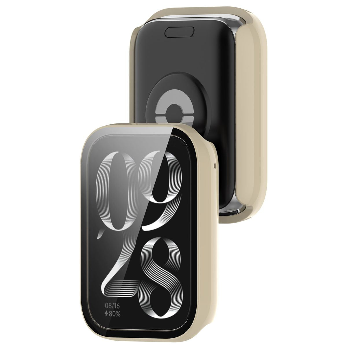 Schutzhülle mit Glas für Xiaomi Mi Smart Band 9 Pro, Bizon Case Watch Adamo, Beige