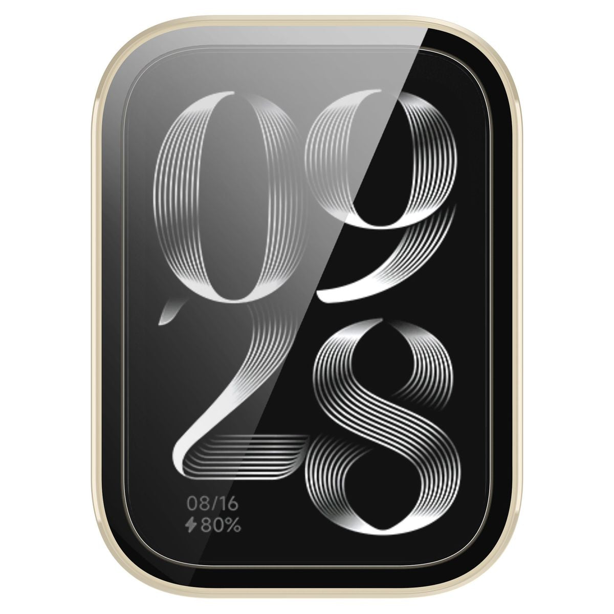 Schutzhülle mit Glas für Xiaomi Mi Smart Band 9 Pro, Bizon Case Watch Adamo, Beige