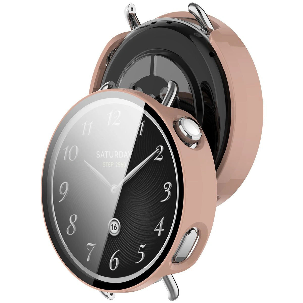 Schutzhülle mit Glas für Xiaomi Watch S4 41 mm, Bizon Case Watch Adamo, Rosa