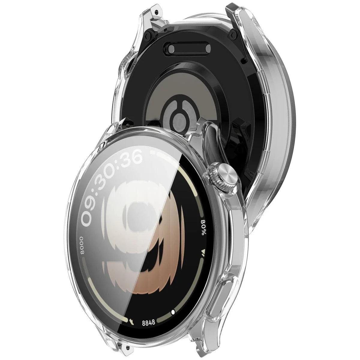 Schutzhülle mit Glas für OnePlus Watch Lite 45 mm / Oppo Watch S 45 mm, Bizon Case Watch Adamo, Transparent