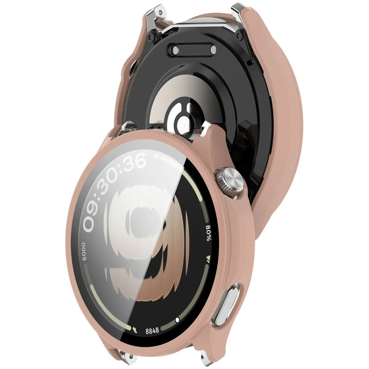 Schutzhülle mit Glas für OnePlus Watch Lite 45 mm / Oppo Watch S 45 mm, Bizon Case Watch Adamo, Rosa