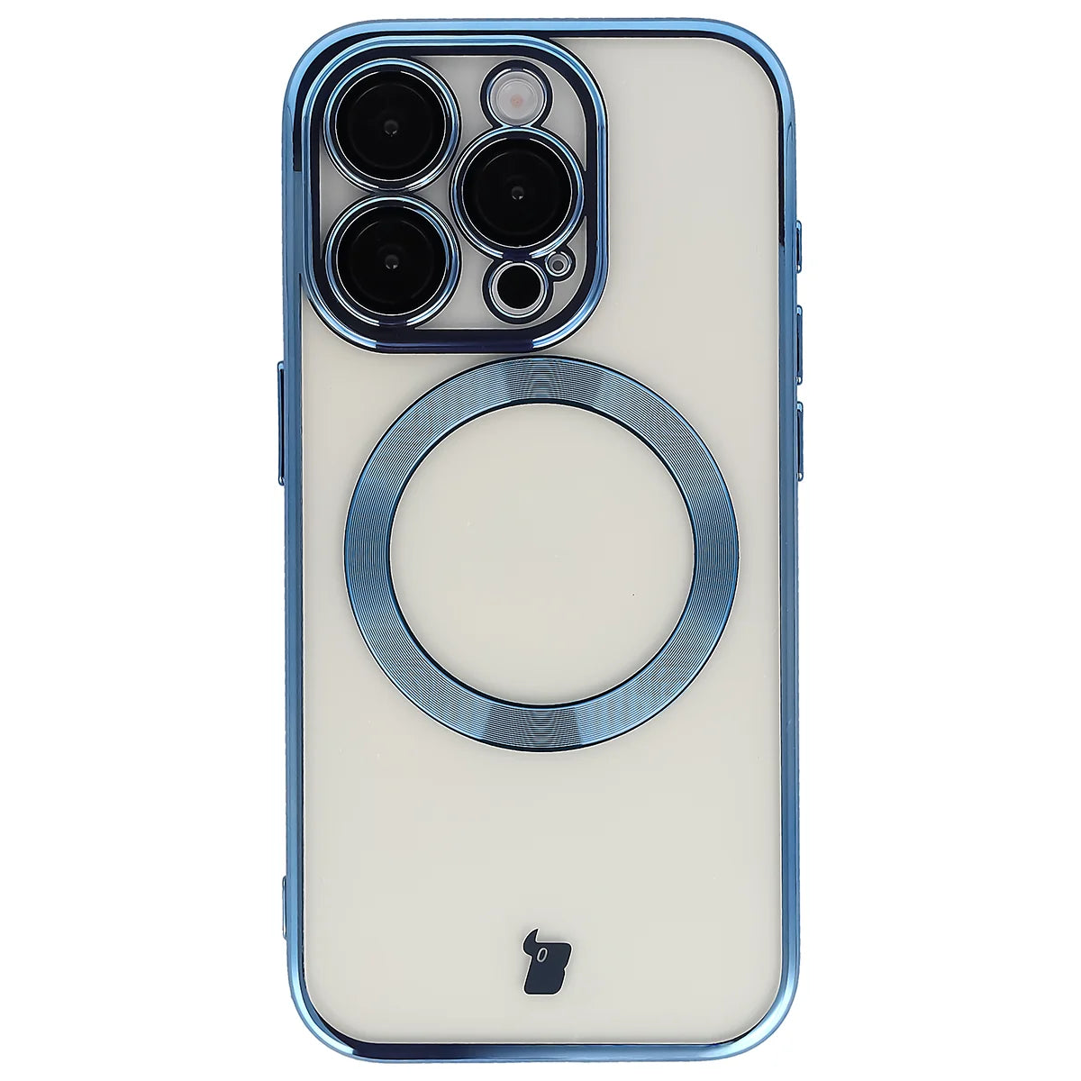 Handyhülle mit Kameraschutz und Magnetring für iPhone 15 Pro, Bizon Case GuardO, Transparent-Blau