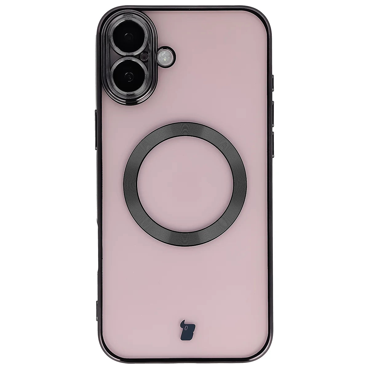 Handyhülle mit Kameraschutz und Magnetring für iPhone 16 Plus, Bizon Case GuardO, Transparent-Schwarz