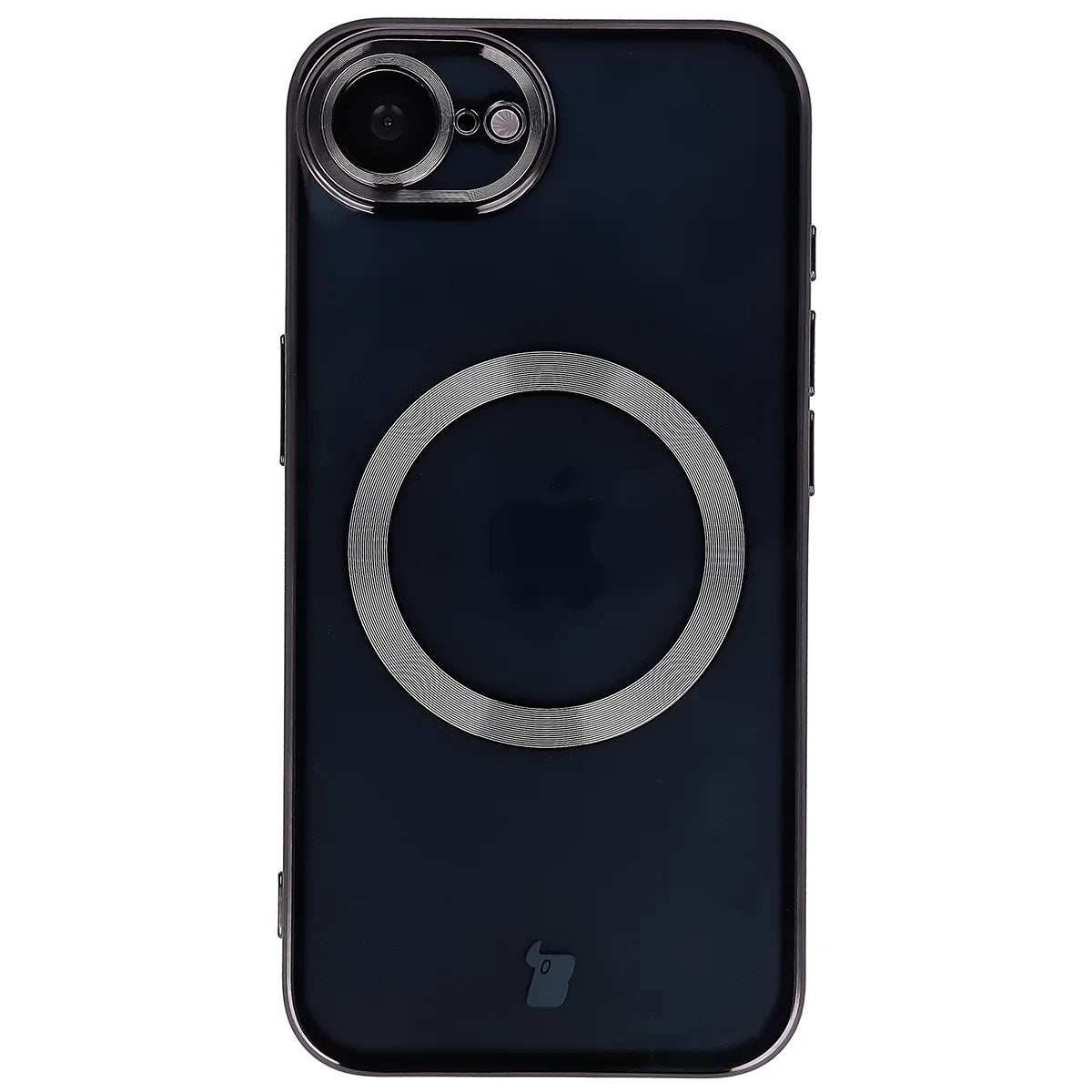 Handyhülle mit Kameraschutz und Magnetring für iPhone 17e / 16e, Bizon Case GuardO, Transparent-Schwarz