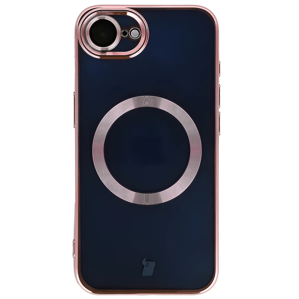 Handyhülle mit Kameraschutz und Magnetring für iPhone 17e / 16e, Bizon Case GuardO, Transparent-Rosa
