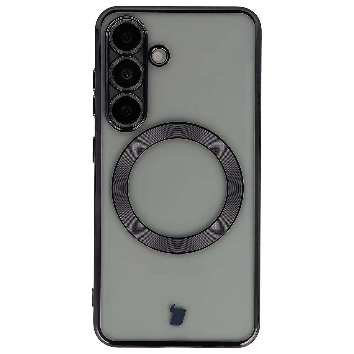 Handyhülle mit Kameraschutz und Magnetring für Galaxy S25, Bizon Case GuardO, Transparent-Schwarz