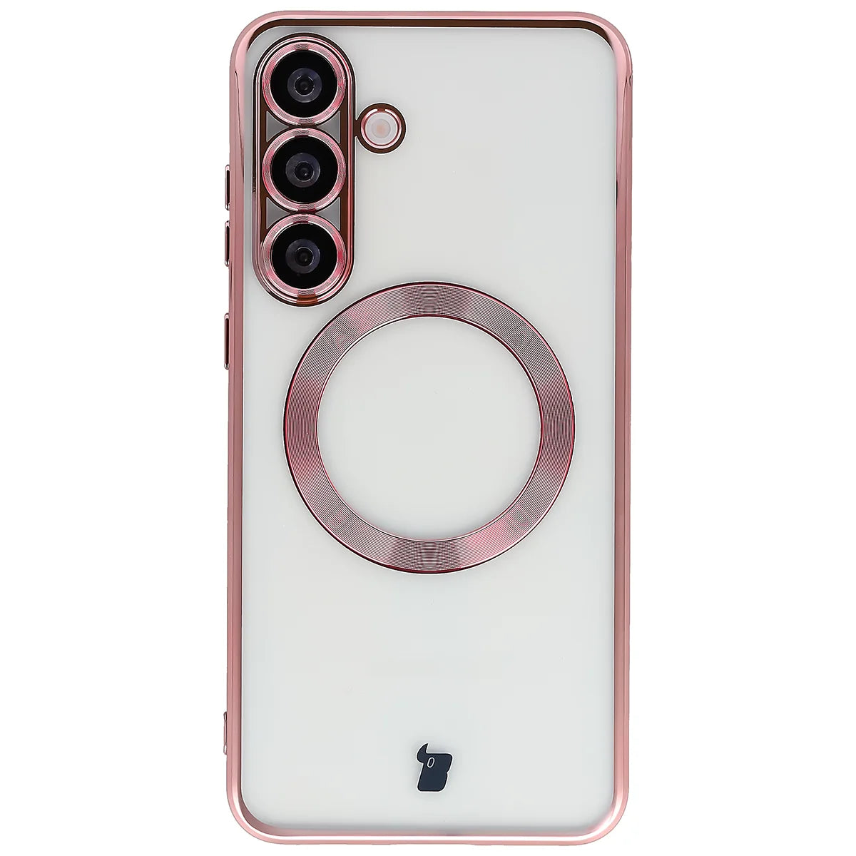 Handyhülle mit Kameraschutz und Magnetring für Galaxy S25 FE, Bizon Case GuardO, Transparent-Rosa