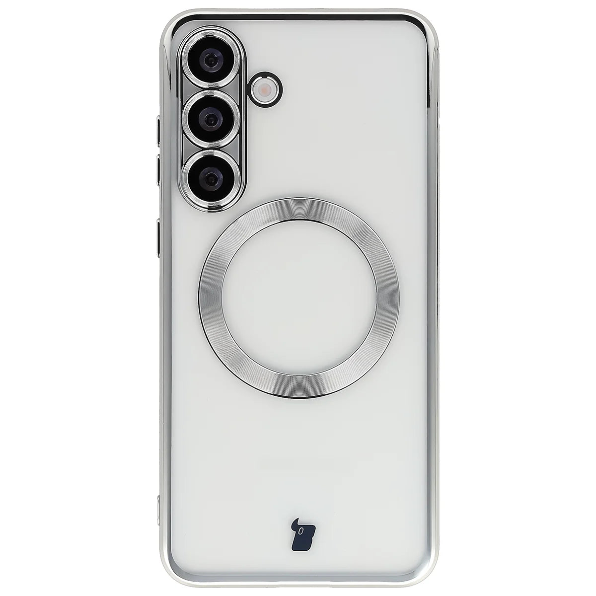 Handyhülle mit Kameraschutz und Magnetring für Galaxy S25 FE, Bizon Case GuardO, Transparent-Silbern