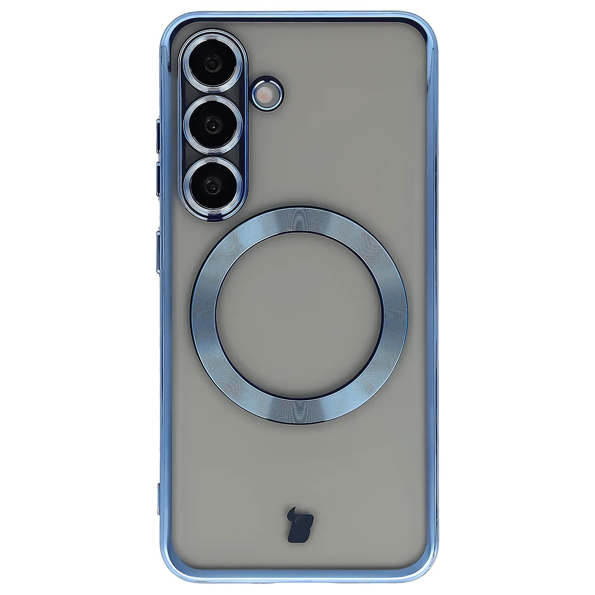 Handyhülle mit Kameraschutz und Magnetring für Galaxy S25, Bizon Case GuardO, Transparent-Blau