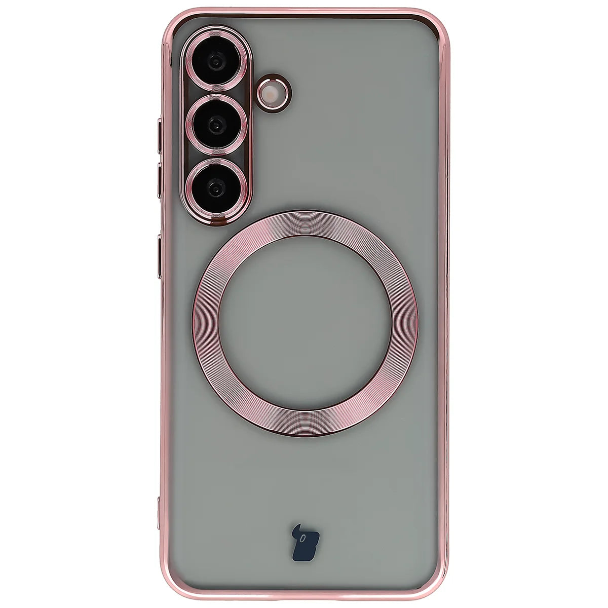 Handyhülle mit Kameraschutz und Magnetring für Galaxy S25, Bizon Case GuardO, Transparent-Rosa