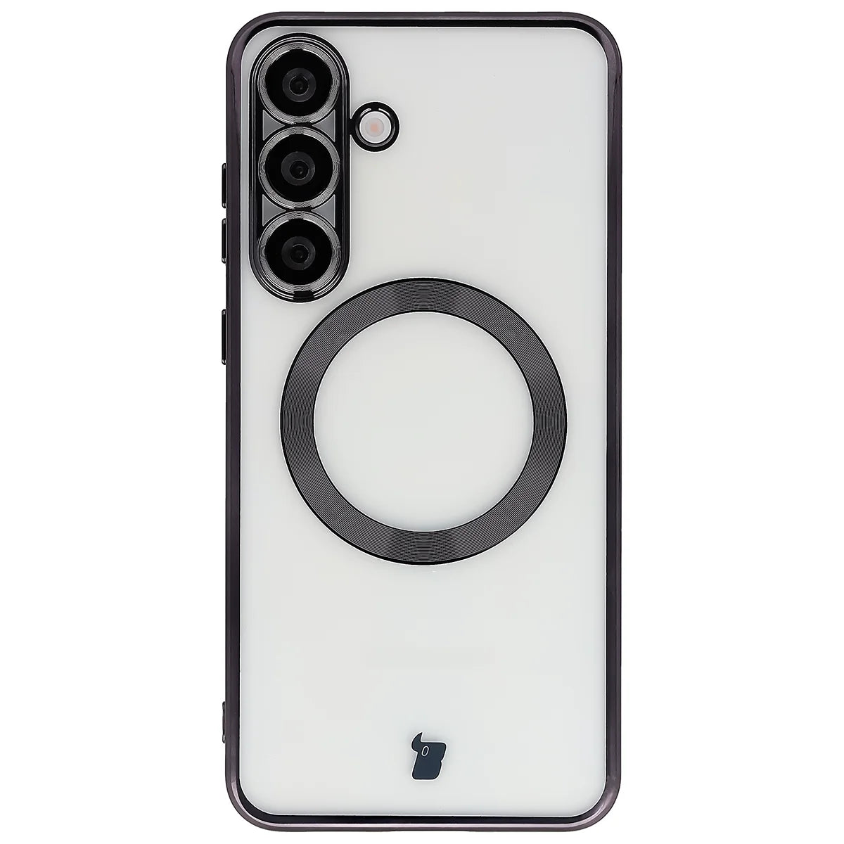 Handyhülle mit Kameraschutz und Magnetring für Galaxy S25 Plus, Bizon Case GuardO, Transparent-Schwarz