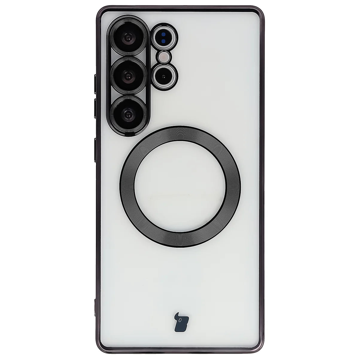 Handyhülle mit Kameraschutz und Magnetring für Galaxy S25 Ultra, Bizon Case GuardO, Transparent-Schwarz