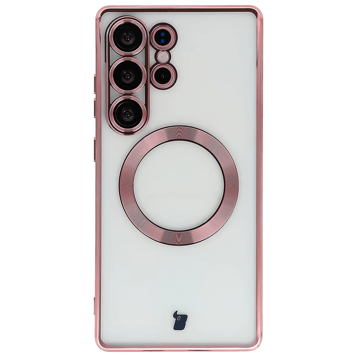 Handyhülle mit Kameraschutz und Magnetring für Galaxy S25 Ultra, Bizon Case GuardO, Transparent-Rosa
