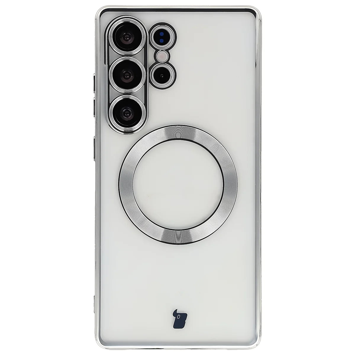Handyhülle mit Kameraschutz und Magnetring für Galaxy S25 Ultra, Bizon Case GuardO, Transparent-Silbern