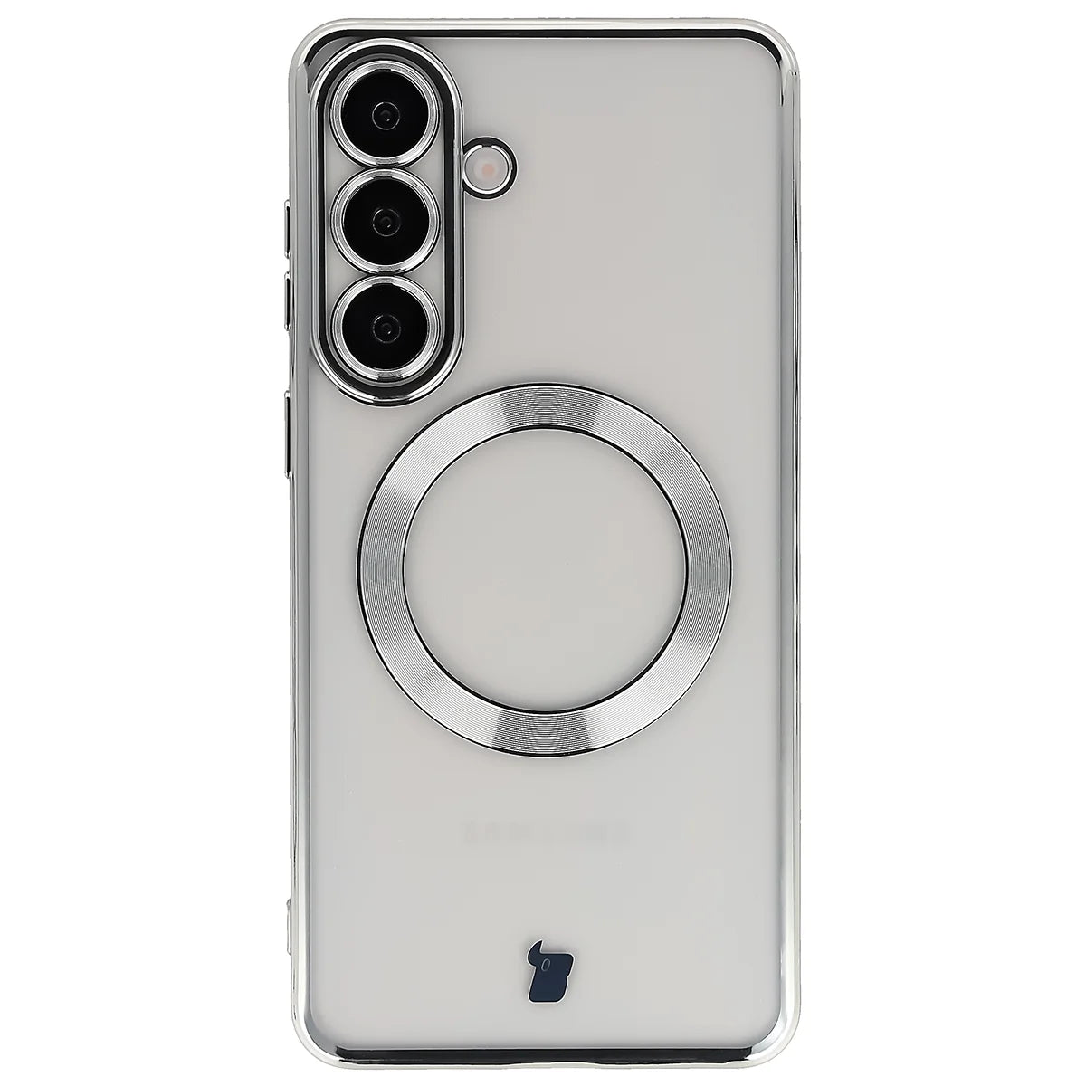 Handyhülle mit Kameraschutz und Magnetring für Galaxy S26 Plus, Bizon Case GuardO, Transparent-Silbern