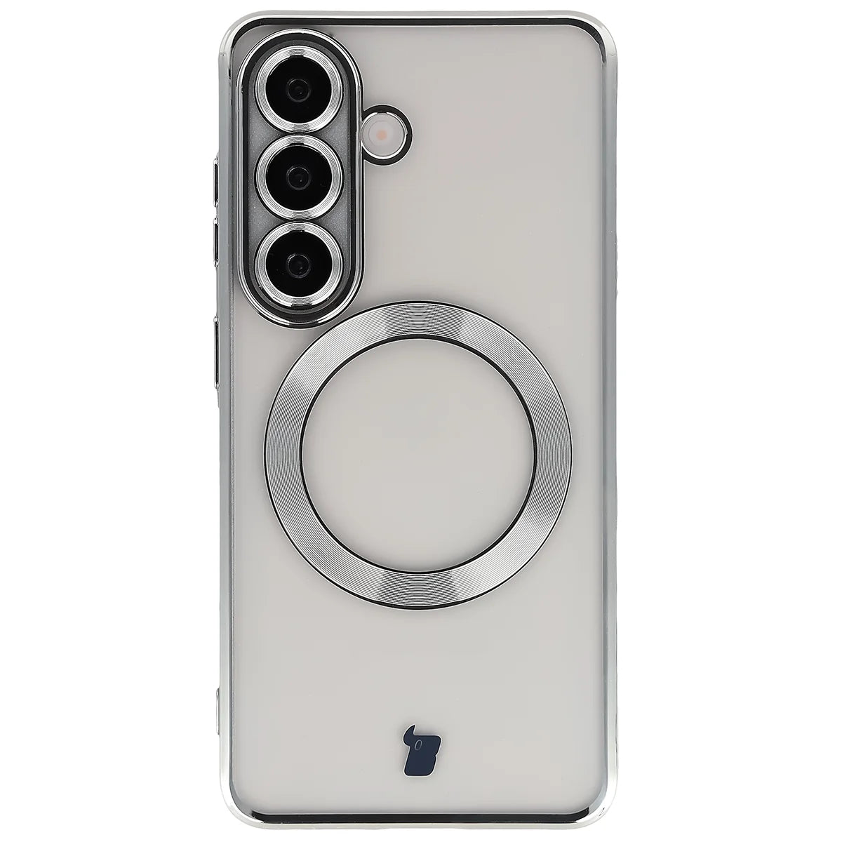 Handyhülle mit Kameraschutz und Magnetring für Galaxy S26, Bizon Case GuardO, Transparent-Silbern