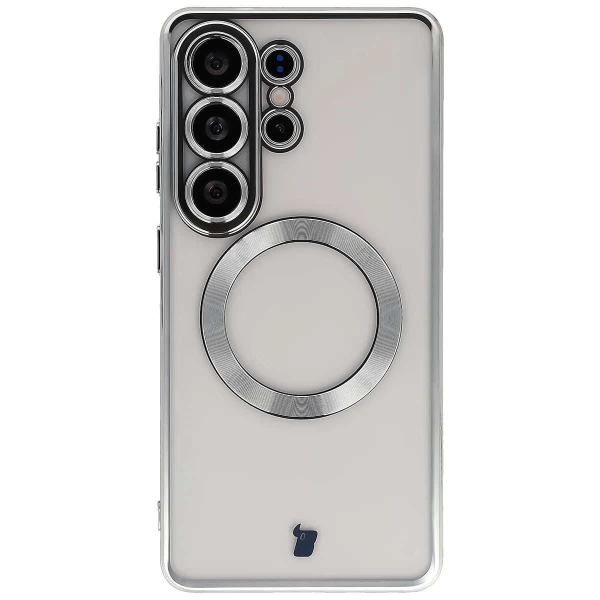 Handyhülle mit Kameraschutz und Magnetring für Galaxy S26 Ultra, Bizon Case GuardO, Transparent-Silbern
