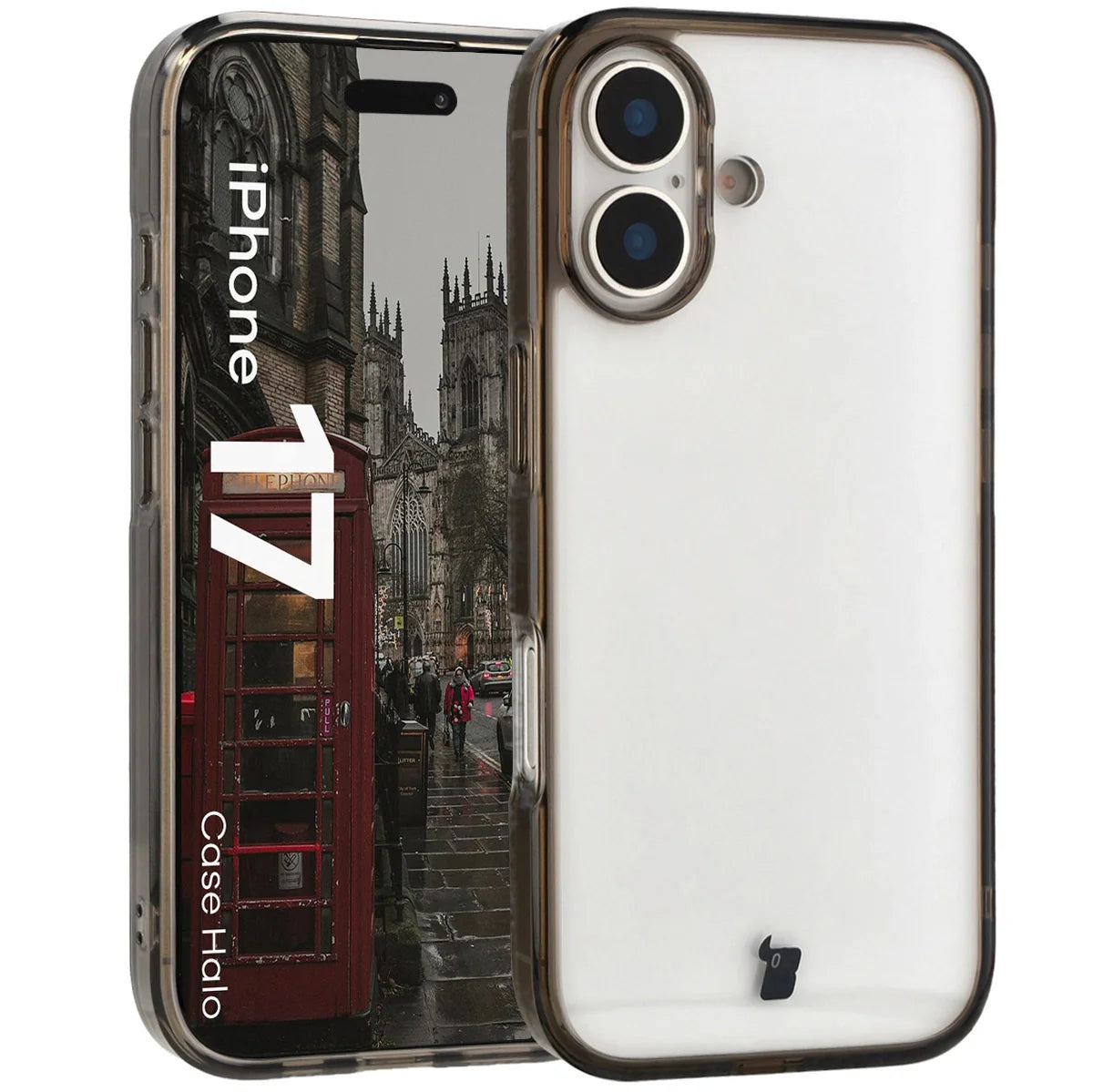 Handyhülle für iPhone 17, Bizon Case Halo, Getönt-Schwarz