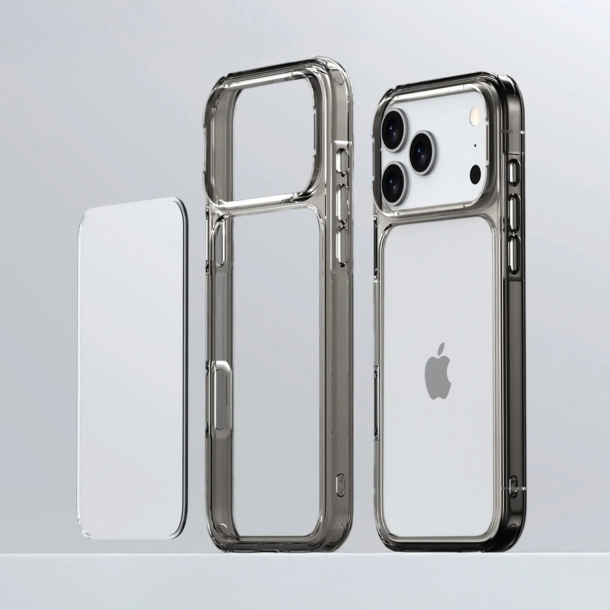 Handyhülle für iPhone 18 Pro / 17 Pro, Bizon Case Halo, Getönt-Schwarz