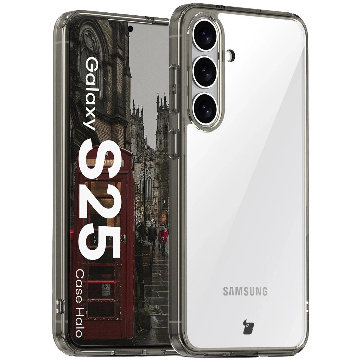 Handyhülle für Galaxy S25, Bizon Case Halo, Getönt-Schwarz