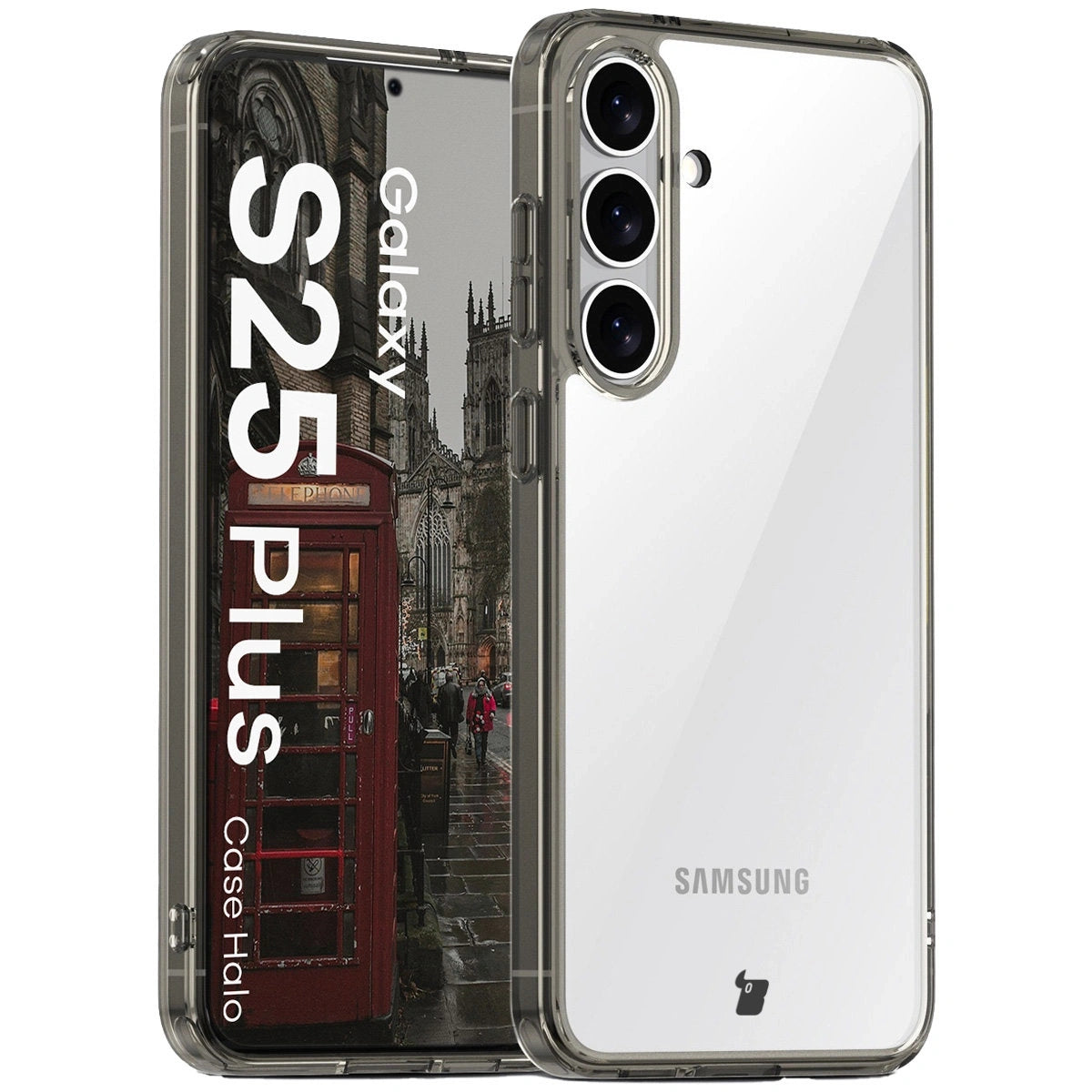 Handyhülle für Galaxy S25 Plus, Bizon Case Halo, Getönt-Schwarz