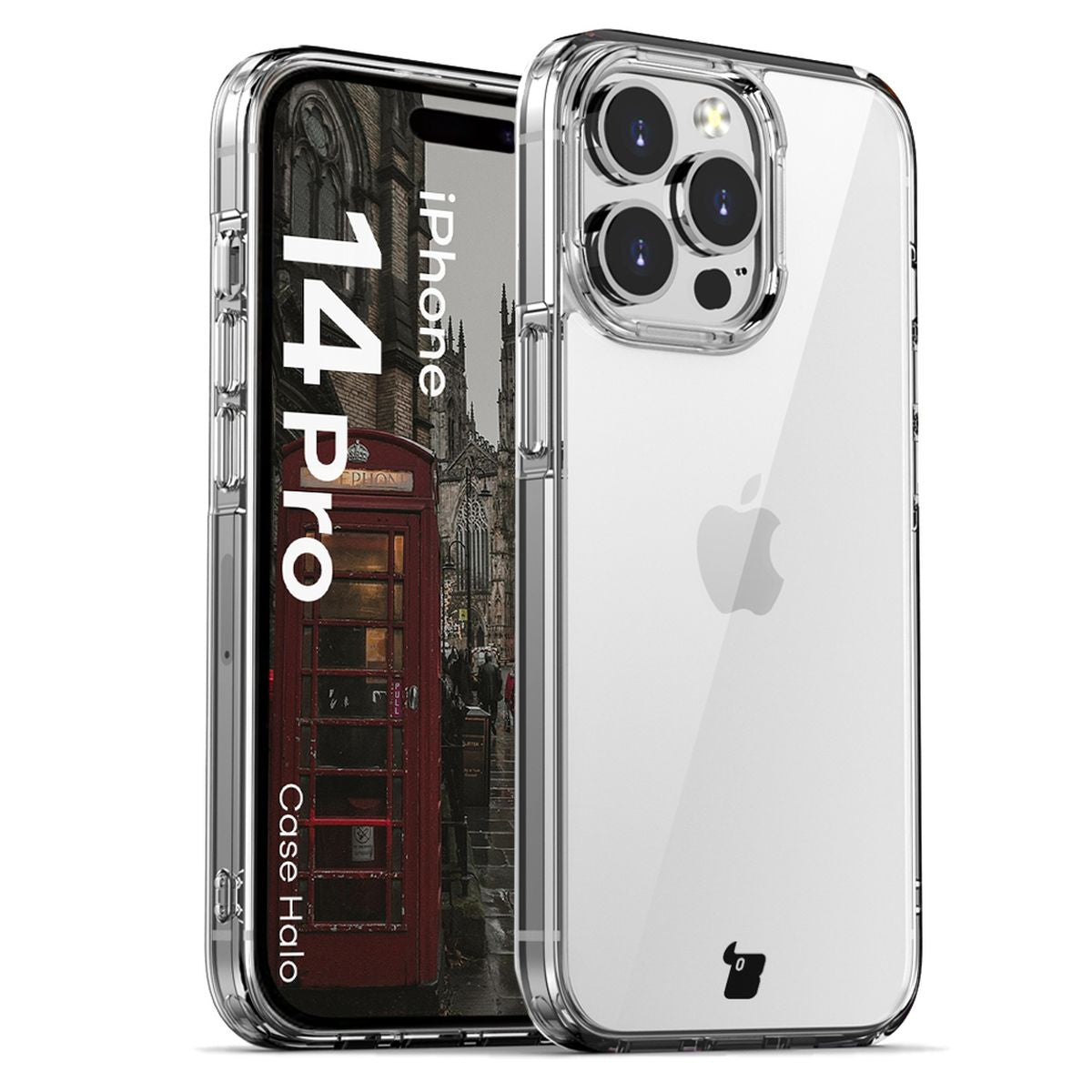 Handyhülle für iPhone 14 Pro, Bizon Case Halo, Transparent