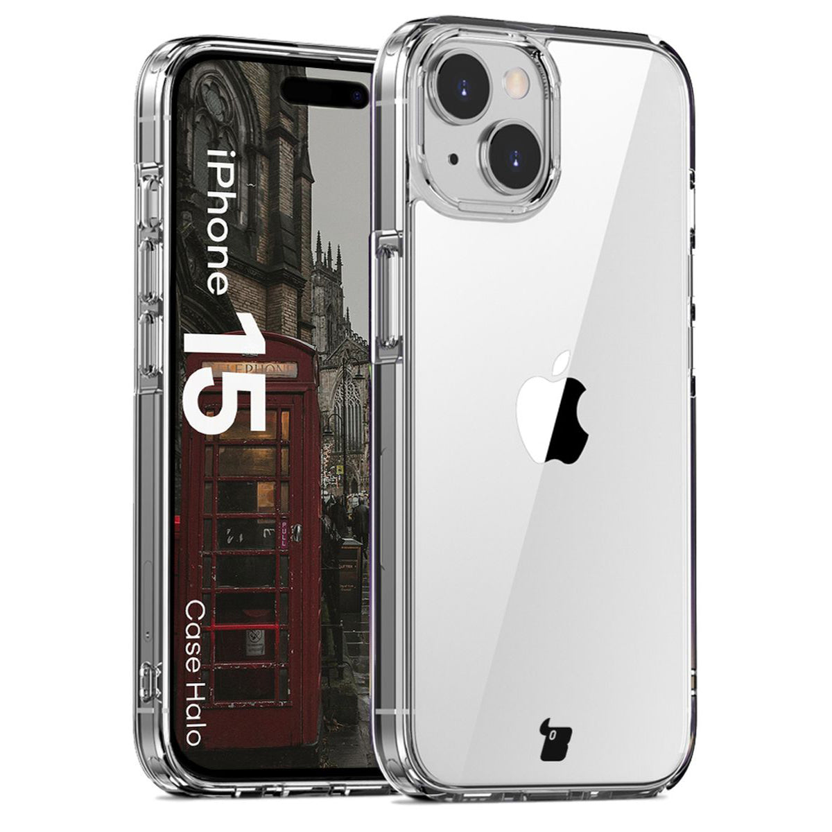 Handyhülle für iPhone 15, Bizon Case Halo, Transparent