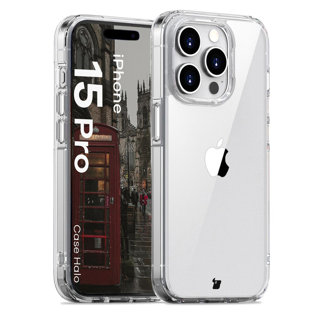 Handyhülle für iPhone 15 Pro, Bizon Case Halo, Transparent
