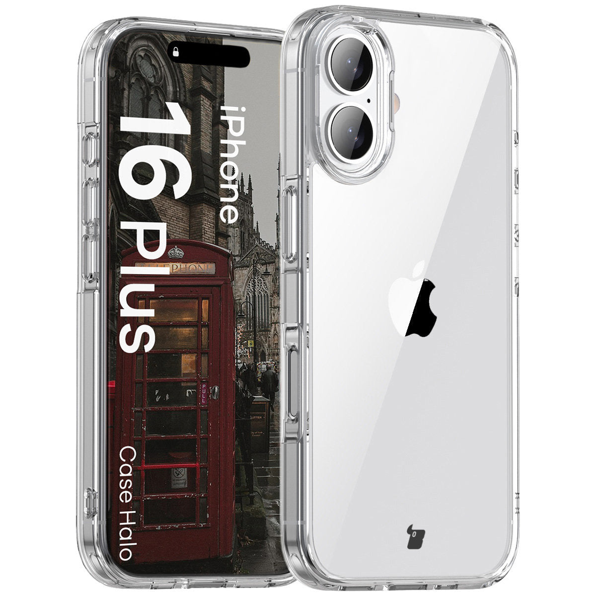 Handyhülle für iPhone 16 Plus, Bizon Case Halo, Transparent