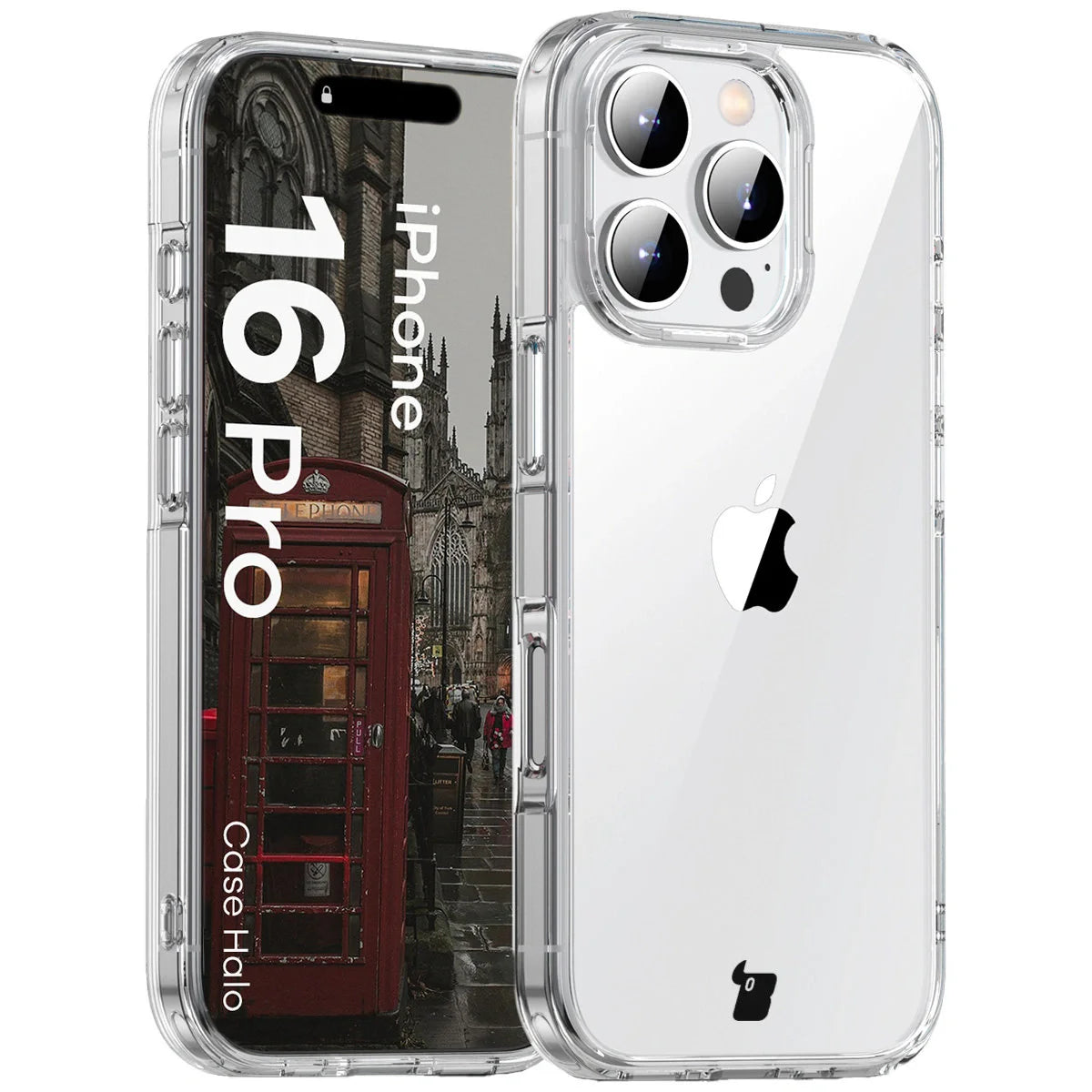 Handyhülle für iPhone 16 Pro, Bizon Case Halo, Transparent