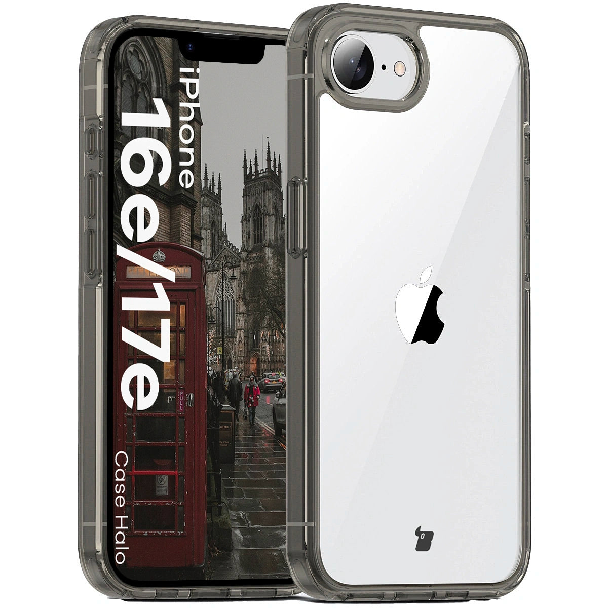 Handyhülle für iPhone 17e / 16e, Bizon Case Halo, Getönt-Schwarz