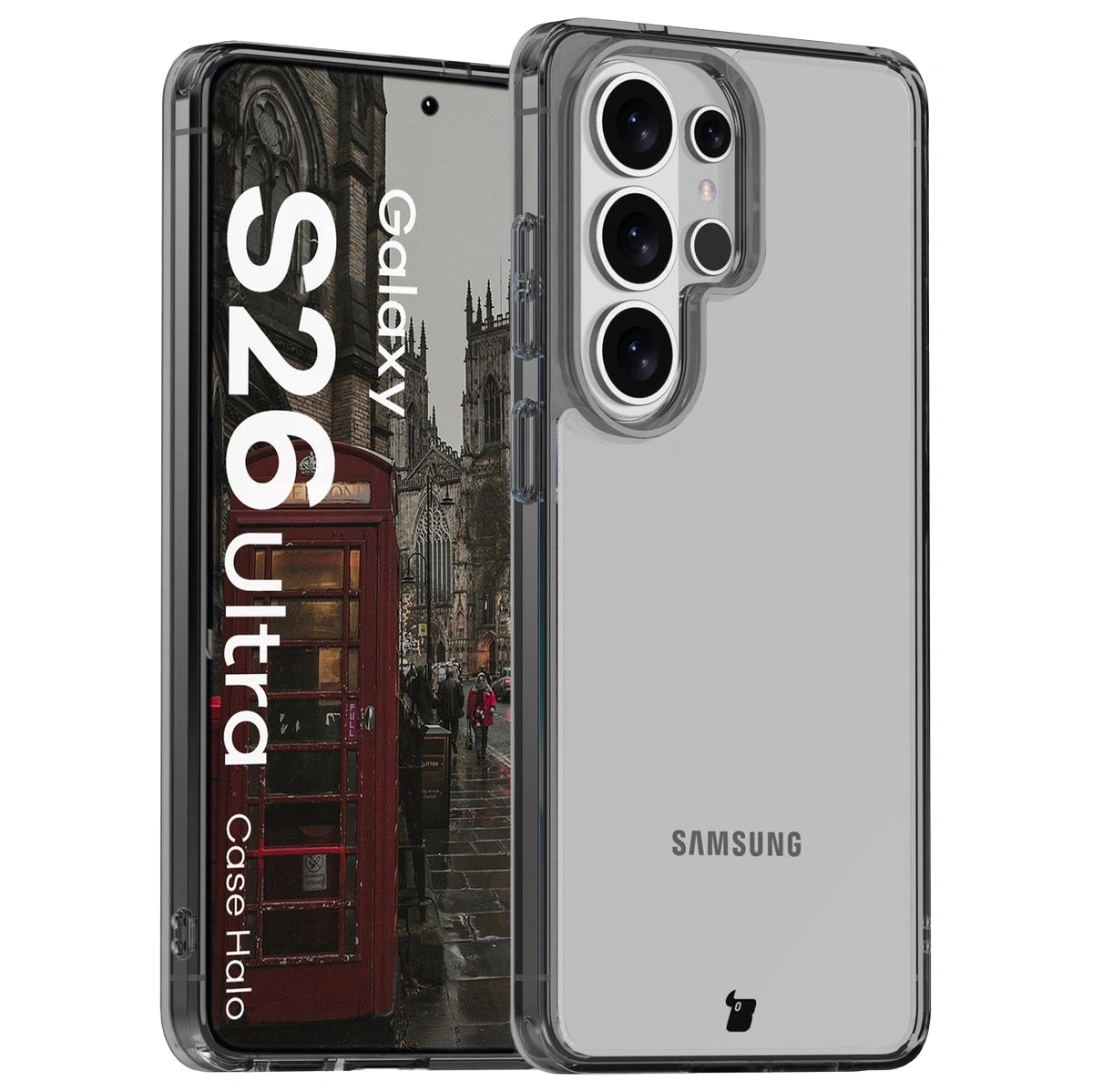 Handyhülle für Galaxy S26 Ultra, Bizon Case Halo, Getönt-Schwarz