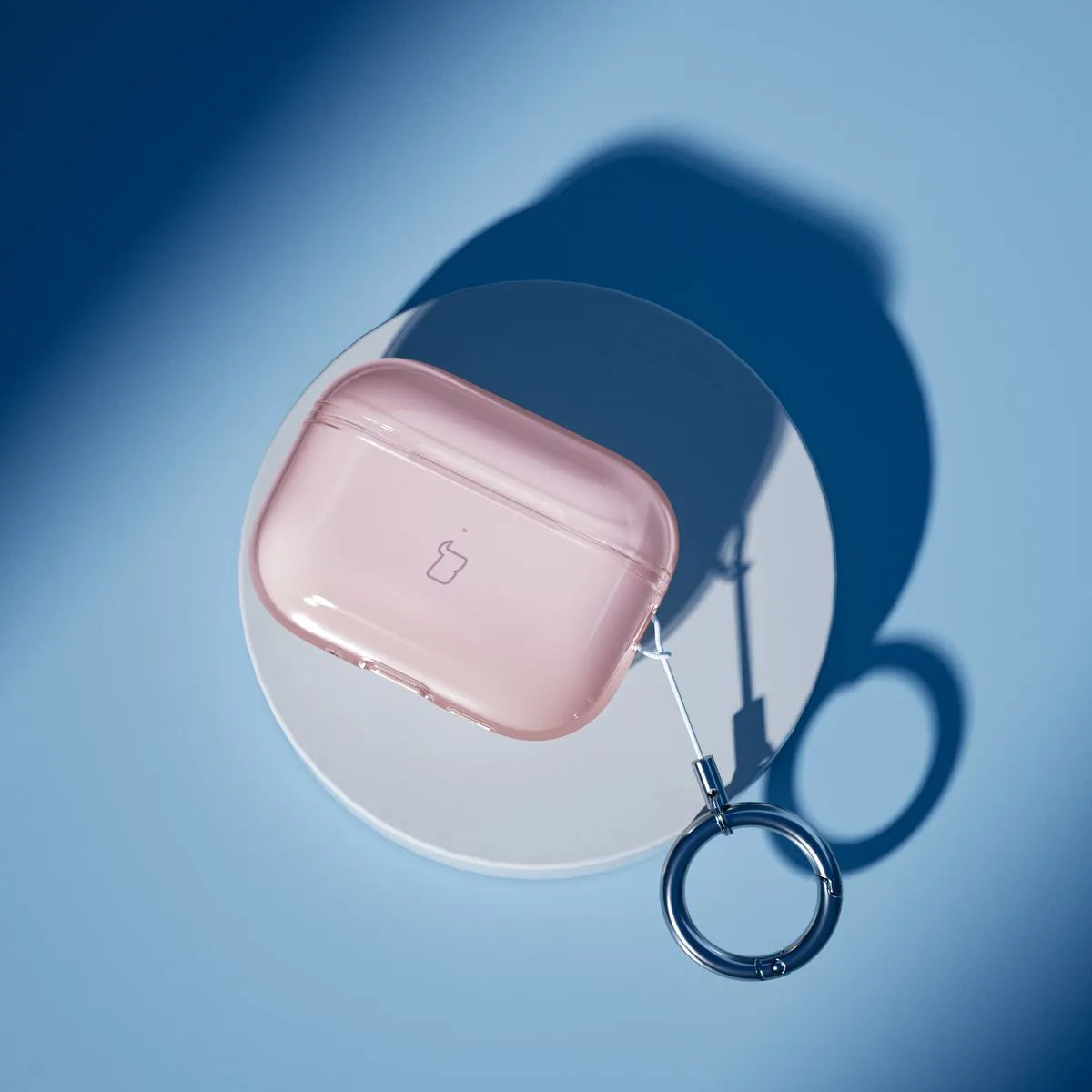 Elastische Hülle mit Karabiner für AirPods Pro 3, Bizon Case Headphone Clear, Transparent-Rosa
