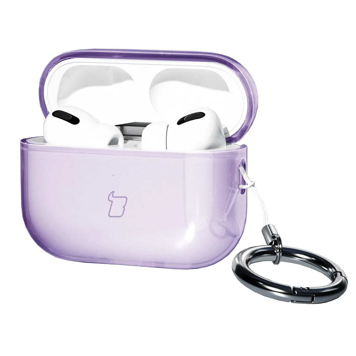 Elastische Hülle mit Karabiner für AirPods Pro 3, Bizon Case Headphone Clear, Transparent-Violett